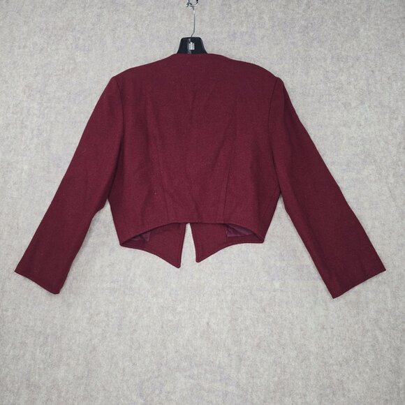 Vintage Sagamore Way Cropped Wool Jacket Burgundy Size 9/10 Button Down Lined - Picture 2 of 6